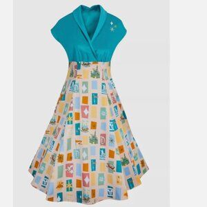 Disney Parks The Dress Shop Disneyland Fantasyland WDW Dress L Icons Retro Teal